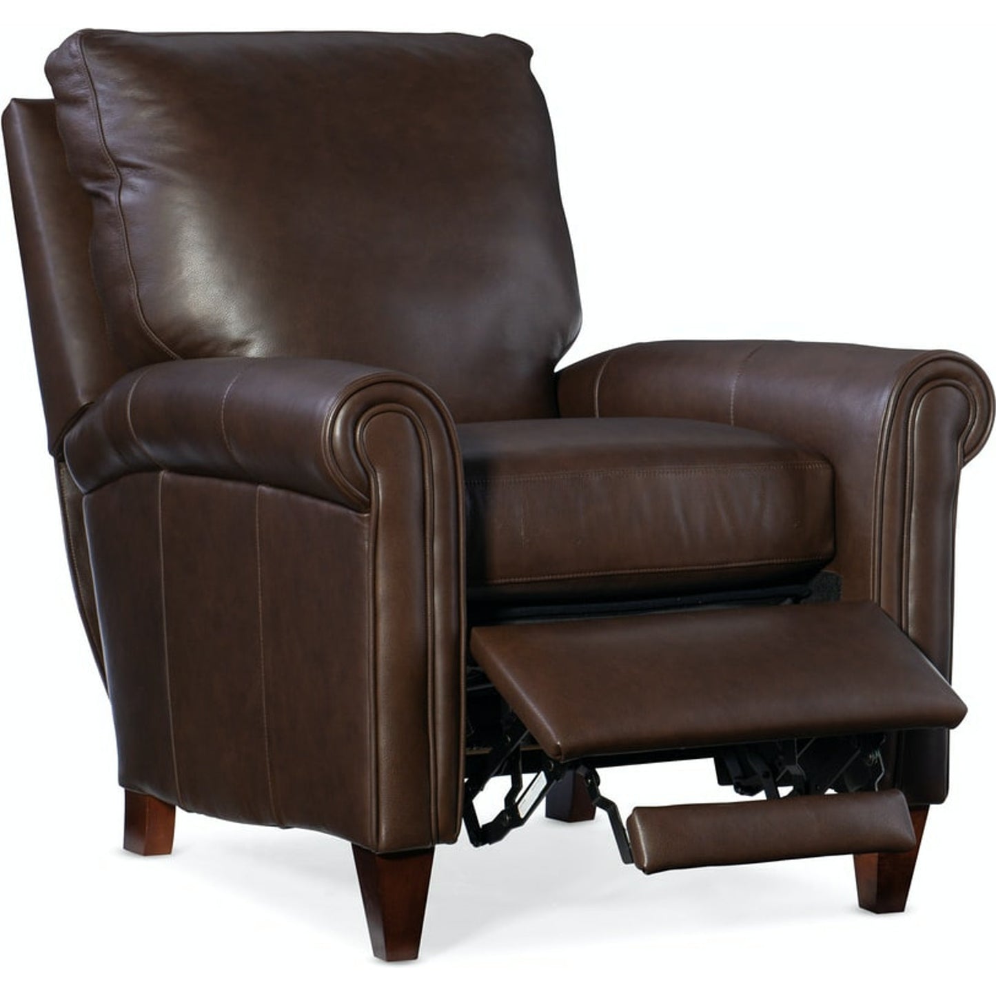 004 SI-1873122 | Additional Silo | Haskins 3-WAY Reclining Lounger by Bradington-Young by Hooker Furniture in brown and mahogany finish. Made from 100% leather in a unique style.
