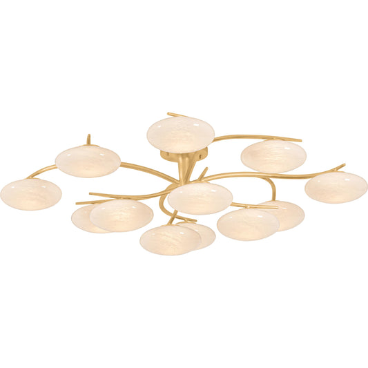 005 SI-2544186 | Primary Silo | Bayberry Semi Flush by Hudson Valley in vintage gold leaf. Made from glass in a unique style.
