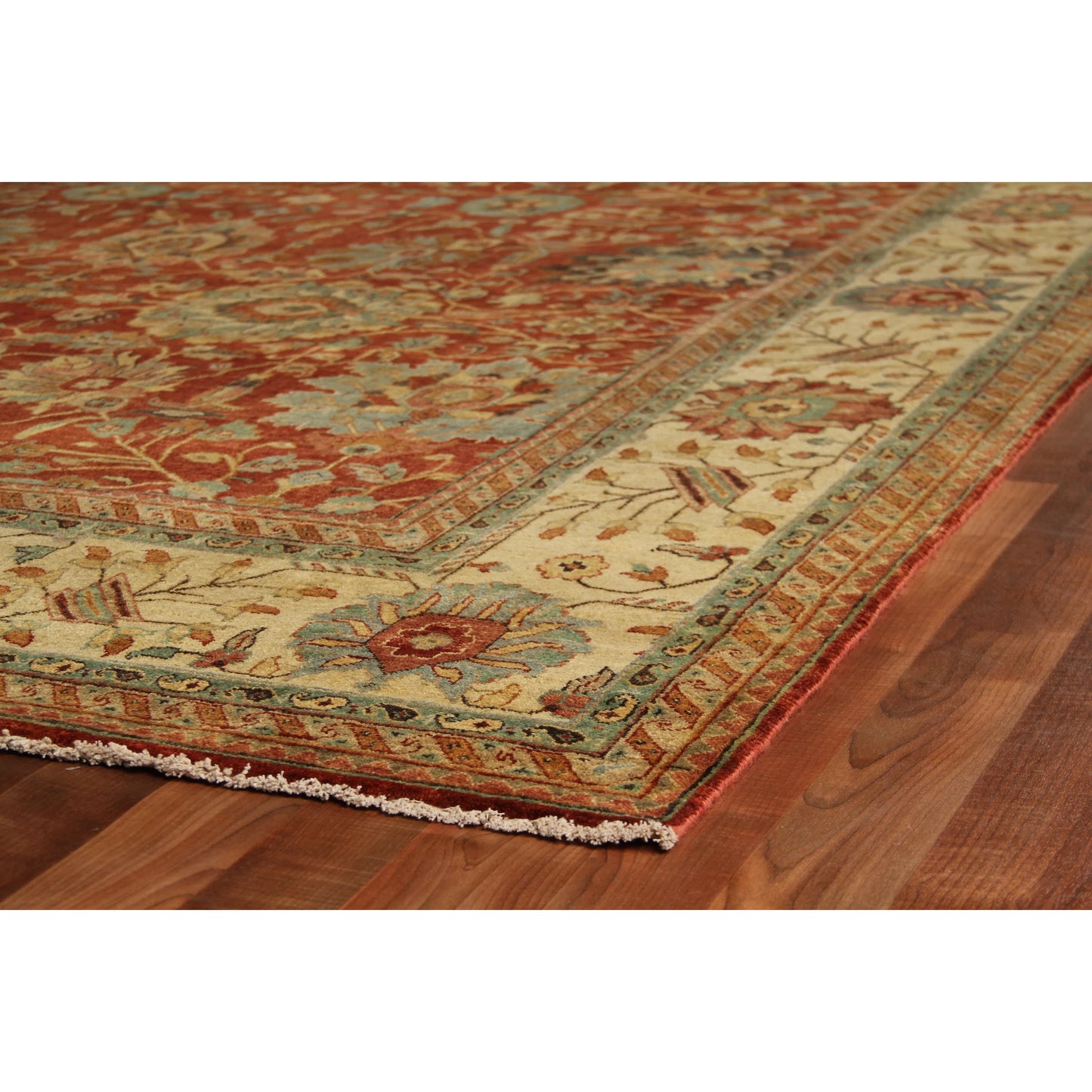 014 SI-2384351 | Closeup | Fine Serapi Rug by Exquisite Rugs in rust, light gold. Made from new zealand wool in a unique style.
