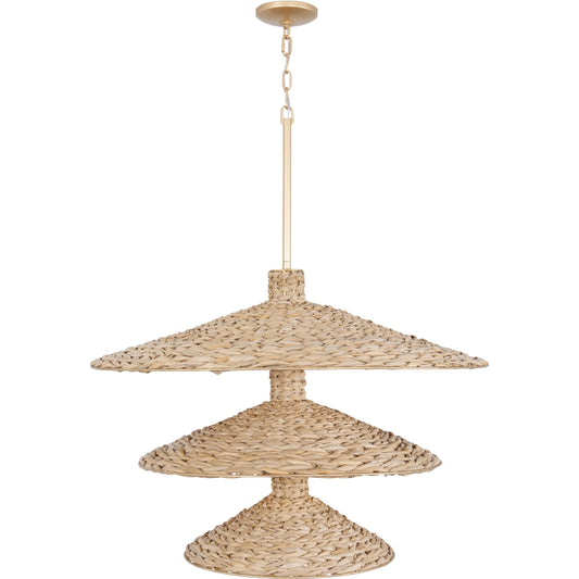 Hilton Head 3-Tier Pendant by Varaluz in french gold, natural seagrass. Made from unique in a rustic style.