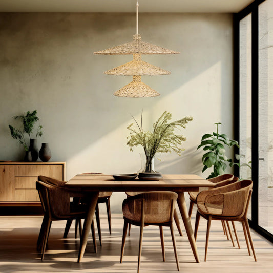 Hilton Head 3-Tier Pendant by Varaluz in french gold, natural seagrass. Made from unique in a rustic style.