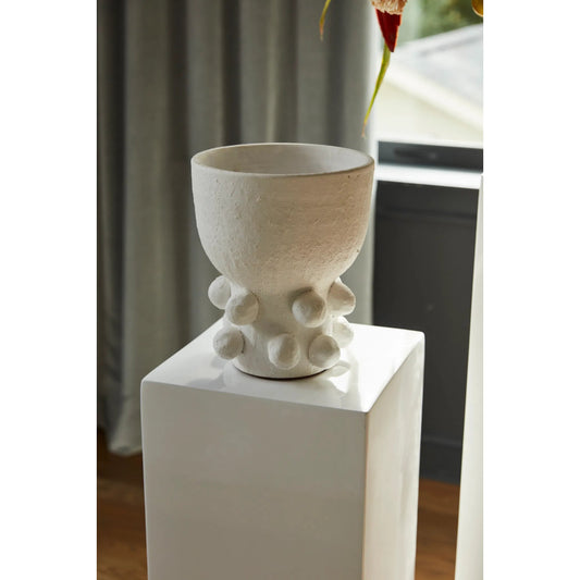 Proton Footed Pot by Accent Decor in white. Made from ceramic in a modern style.