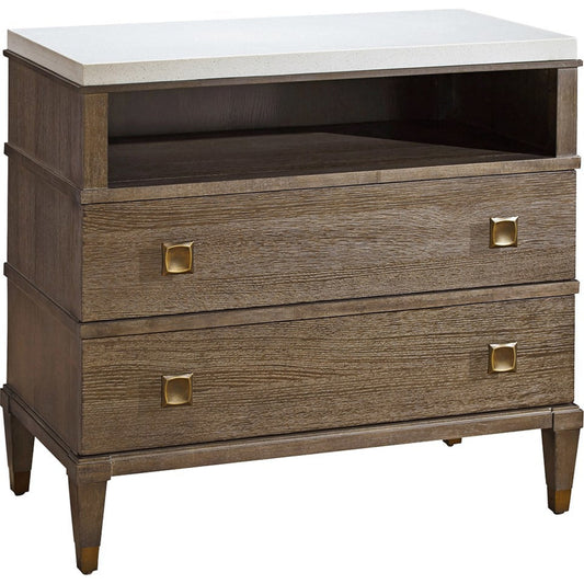 Playlist Two Drawer Nightstand by Universal Furniture in antique brass. Made from unique in a transitional style.