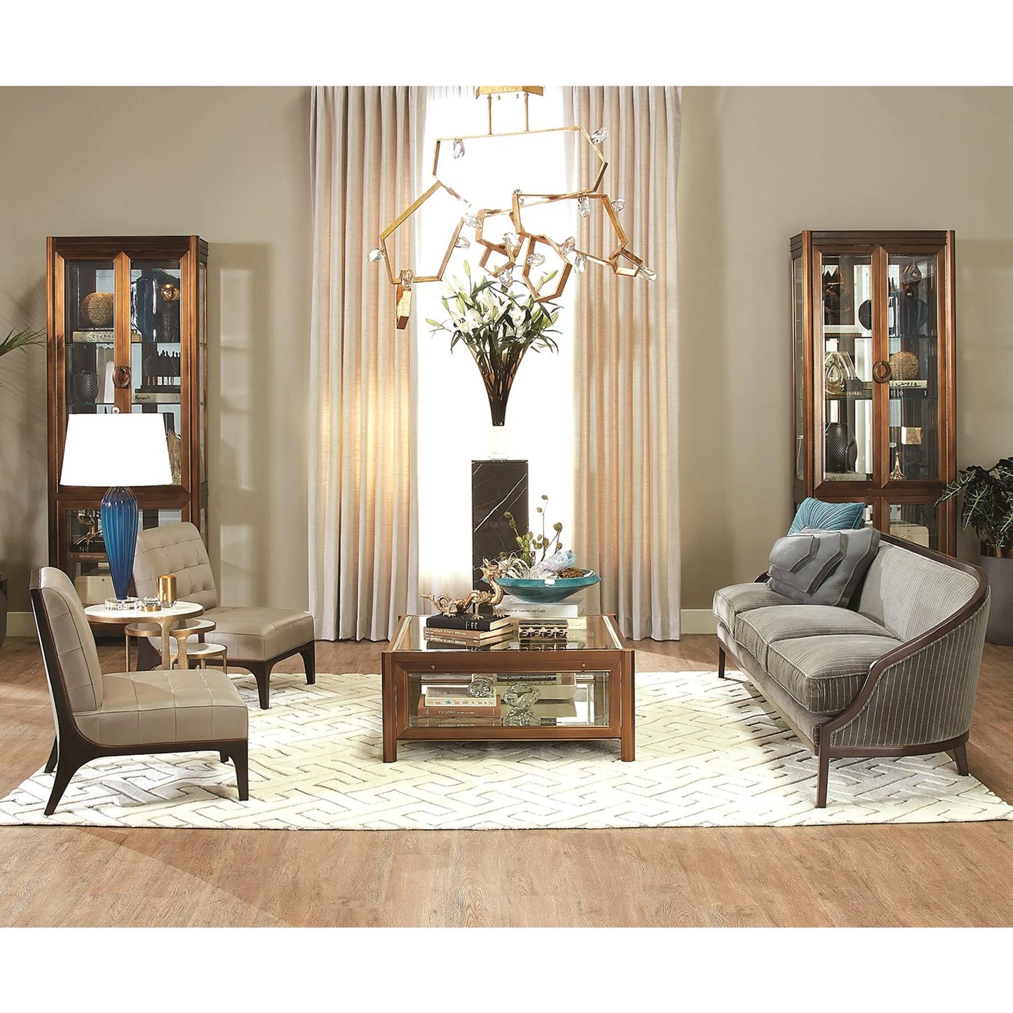 009 SR-700725 | Lifestyle | Apothecary Vitrine by Global Views in dark brass. Made from poplar, beveled clear glass in a transitional style.