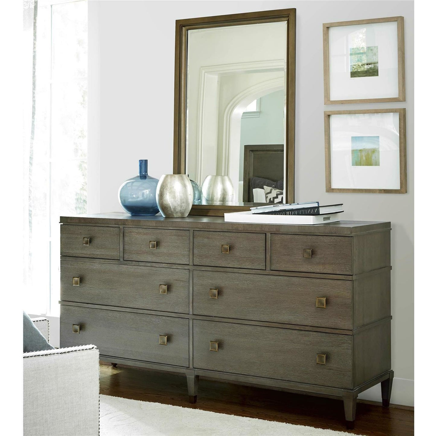 005 SR-813762 | Lifestyle | Playlist Dresser by Universal Furniture in antique brass and brown eyed girl. Made from unique in a transitional style.