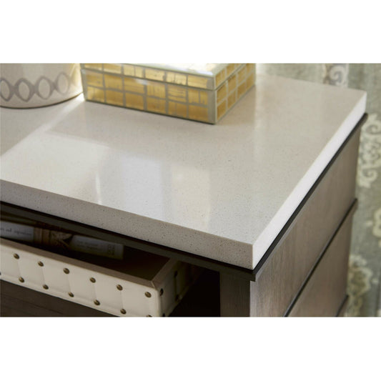 Playlist Two Drawer Nightstand by Universal Furniture in antique brass. Made from unique in a transitional style.