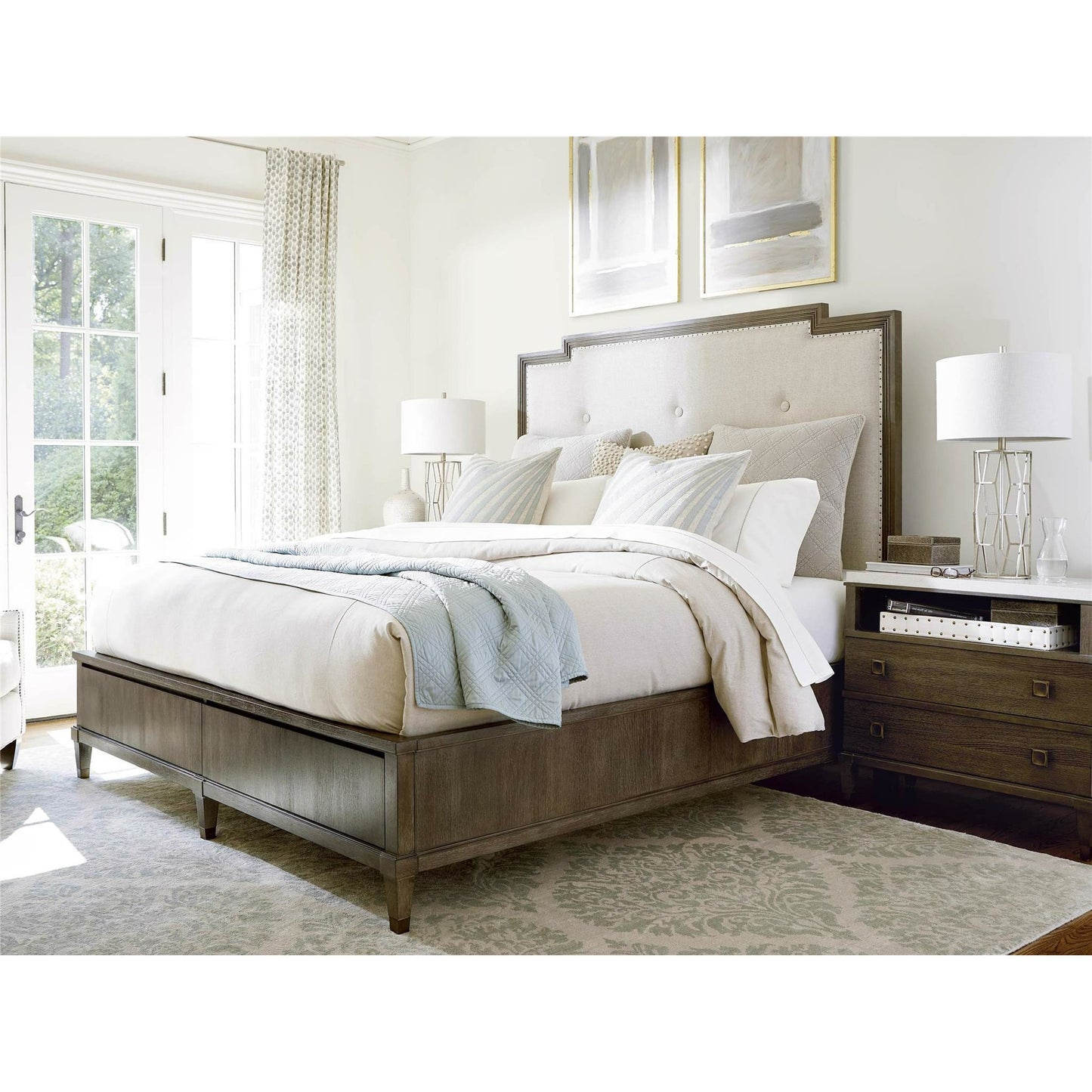 012 SR-813785 | Lifestyle | Playlist Two Drawer Nightstand by Universal Furniture in antique brass. Made from unique in a transitional style.