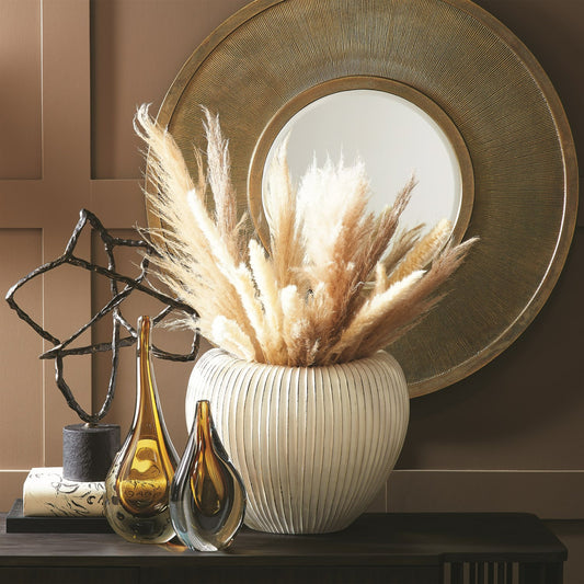 Baleen Cachepot by Global Views in ivory. Made from ceramic in a coastal style.