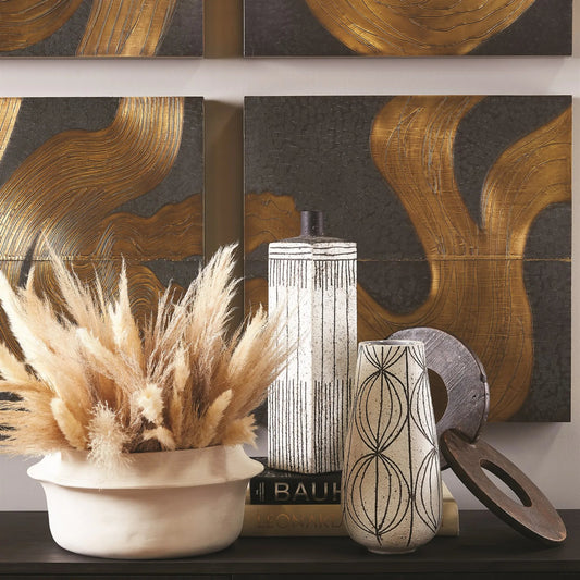 Fladis Bowl by Global Views in matte cream marble. Made from earthenware in a transitional style.