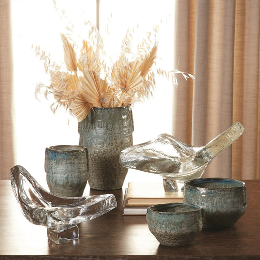 Pinch Pot Vase by Global Views in reactive seafoam. Made from ceramic in a eclectic & global style.