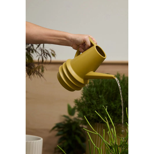 Laken Watering Can by Accent Decor in ochre. Made from ceramic in a eclectic & global style.