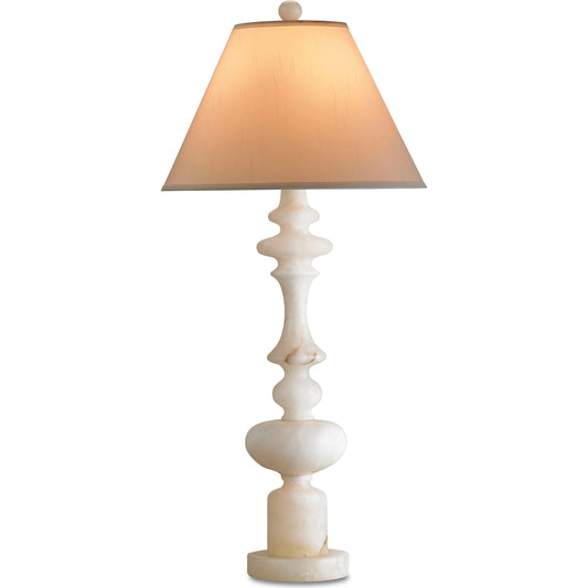 Farrington Table Lamp by Currey and Company. Made from alabaster in a coastal style.