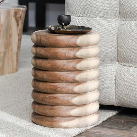 Gala Round Meh Wood End Table by Classic Home in natural. Made from meh wood in a transitional style.