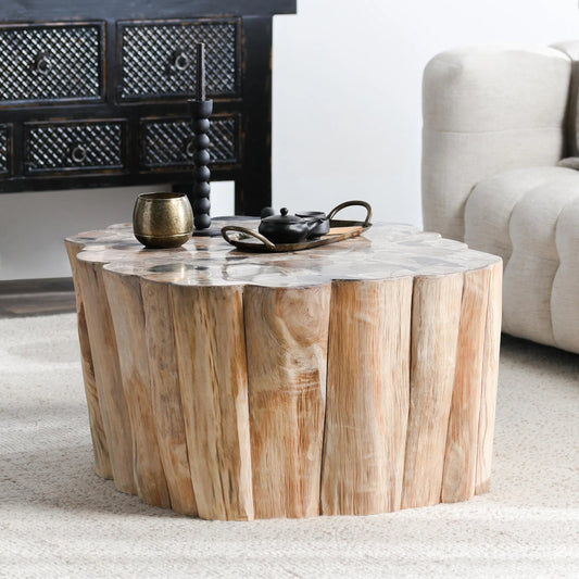 Norwest Teak Wood Coffee Table by Classic Home in natural. Made from unique in a transitional style.