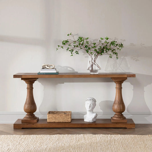 Carolina Reclaimed Pine Console Table by Kosas Home in natural. Made from reclaimed pine in a transitional style.