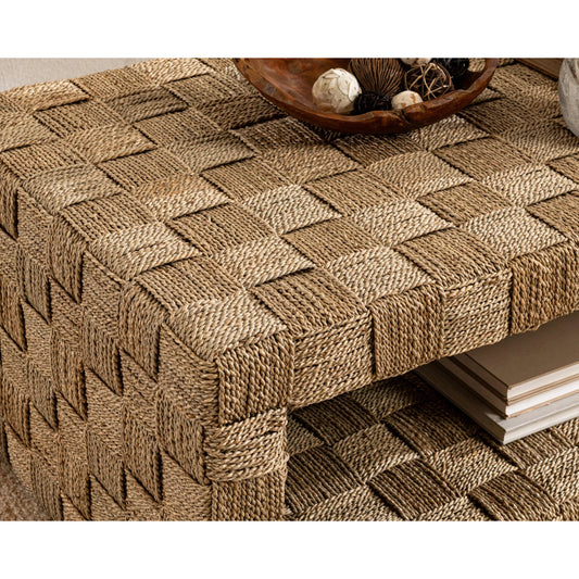Neyla Coffee Table by Classic Home in natural. Made from seagrass, plywood in a rustic style.