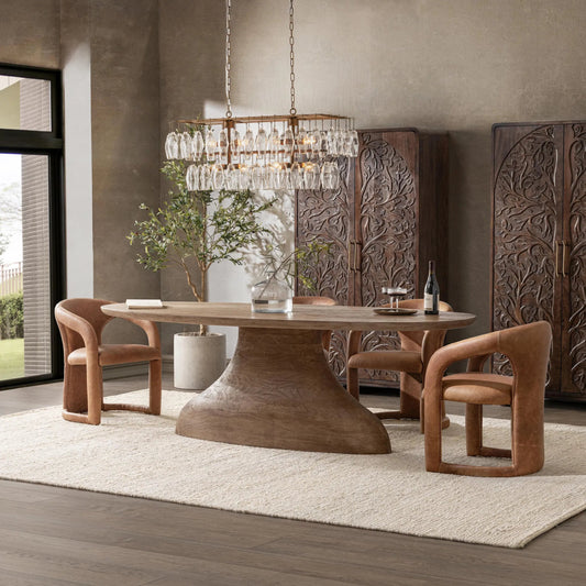 Amara Dining Table by Classic Home in sandstone greige. Made from acacia wood in a unique style.