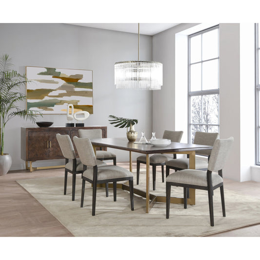 Kensie Dining Table by Classic Home in mango wood, bronze. Made from mango wood, iron base in a modern style.