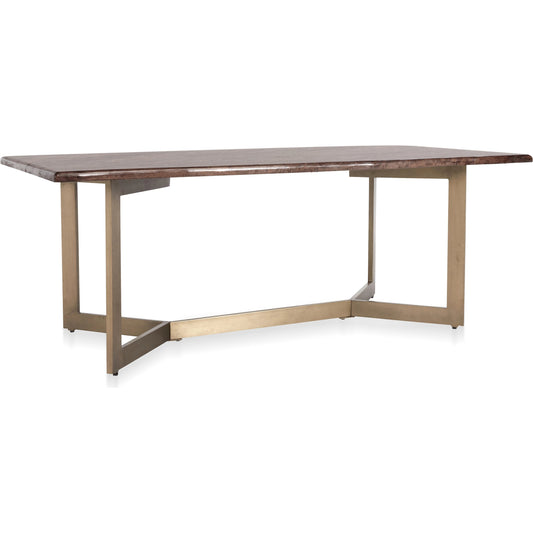 Kensie Dining Table by Classic Home in mango wood, bronze. Made from mango wood, iron base in a modern style.