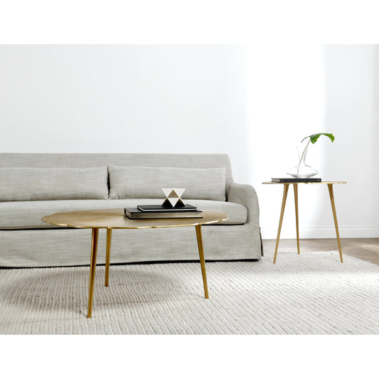 Violetta Coffee Table by Kosas Home in gold. Made from aluminum in a modern style.