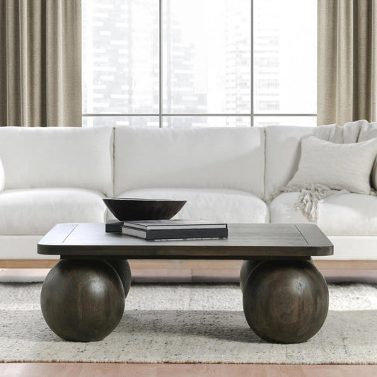 Redondo Square Coffee Table by Classic Home in dark brown. Made from oak wood, mango wood in a modern style.