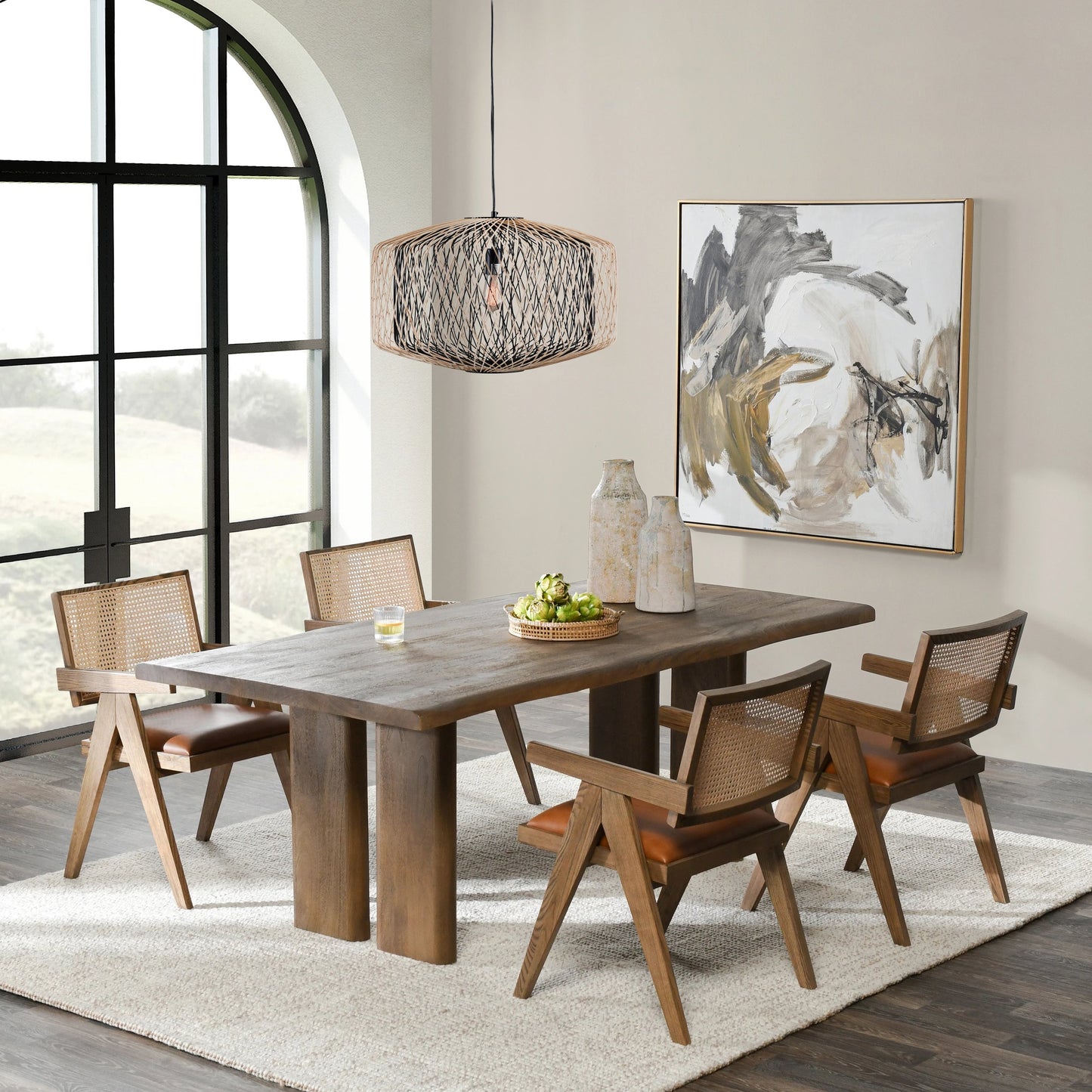 008 SI-2160254 | Lifestyle | Holmes Mango Wood Dining Table by Classic Home in brown. Made from mango wood in a modern style.
