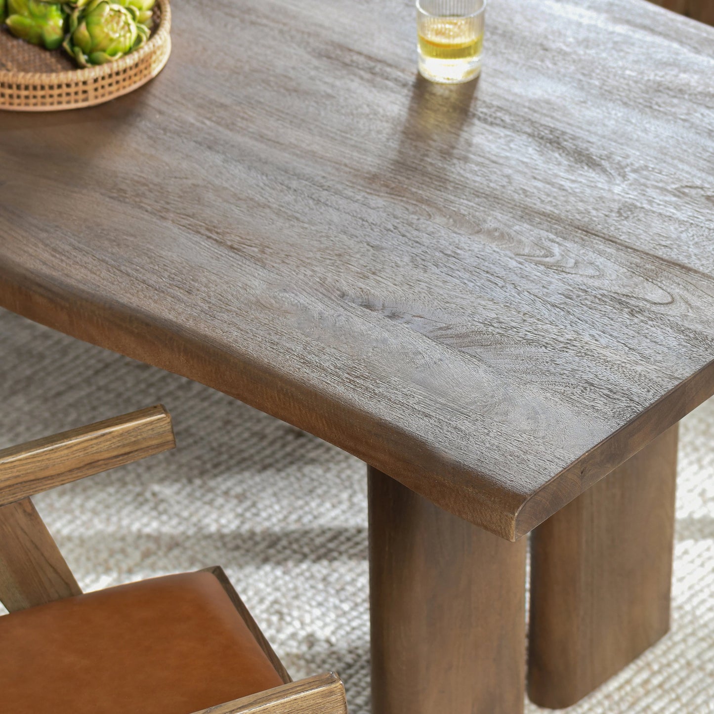 006 SI-2160254 | Closeup | Holmes Mango Wood Dining Table by Classic Home in brown. Made from mango wood in a modern style.