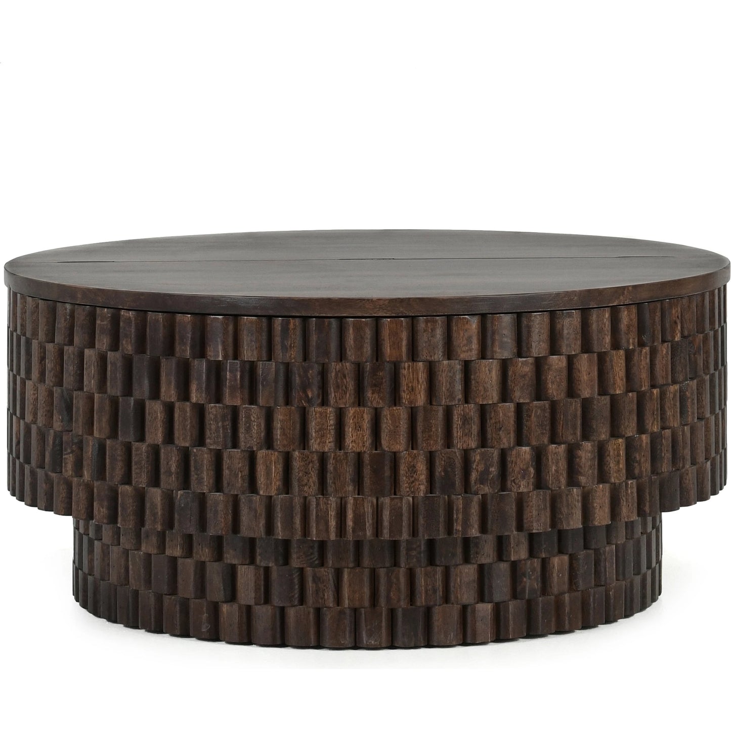 002 SI-2160256 | Primary Silo | Norwood Round Coffee Table by Classic Home. Made from mango wood in a modern style.