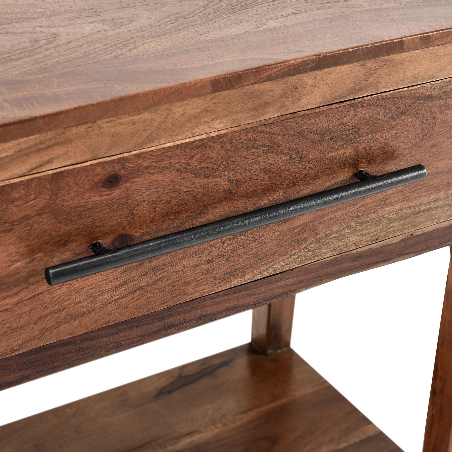 005 SI-2160258 | Closeup | Wren One-Drawer End Table by Kosas Home in natural brown finish. Made from mango wood in a modern style.