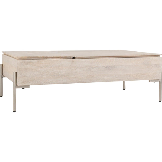 Rocklin Mango Wood Lift Top Coffee Table by Classic Home in white. Made from mango wood in a transitional style.