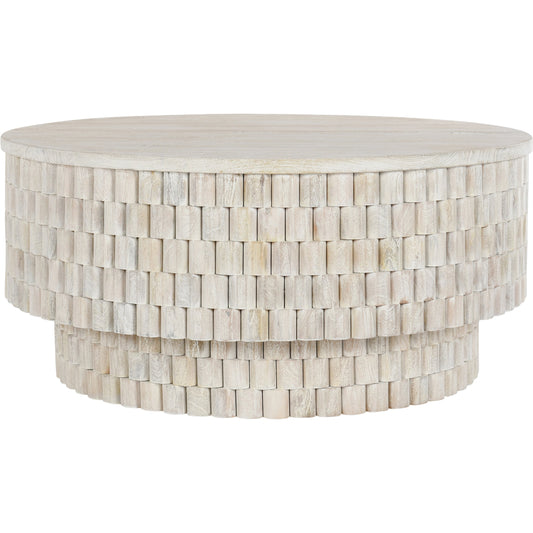 001 SI-2162567 | Primary Silo | Norwood Round Coffee Table by Classic Home in white. Made from mango wood in a modern style.