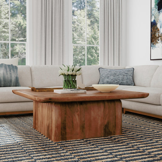 Chloe Square Coffee Table by Classic Home in brown. Made from mango wood in a modern style.