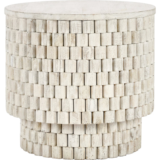 001 SI-2162572 | Primary Silo | Norwood Round End Table by Classic Home in white. Made from mango wood in a modern style.