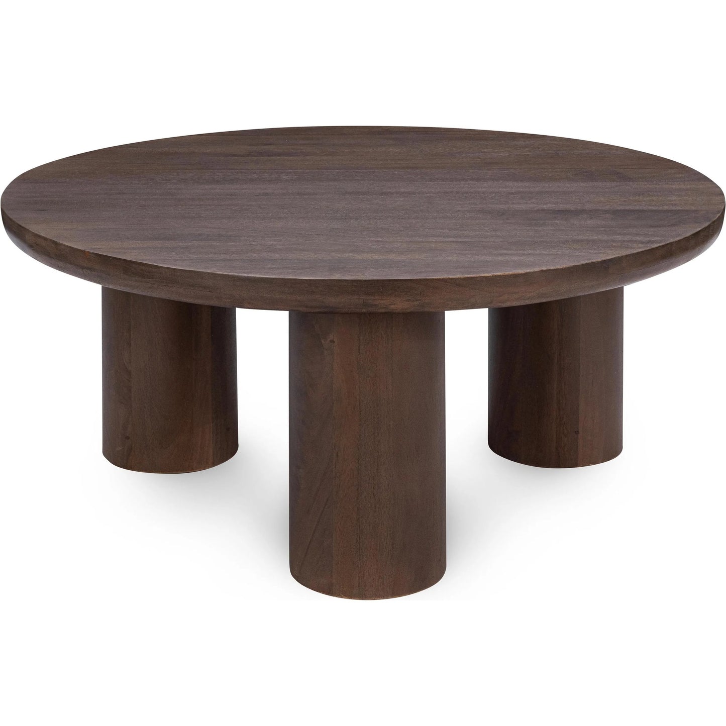 001 SI-2256318 | Primary Silo | Beau Solid Wood Round Coffee Table by Kosas Home in dark mango wood. Made from mango wood in a unique style.