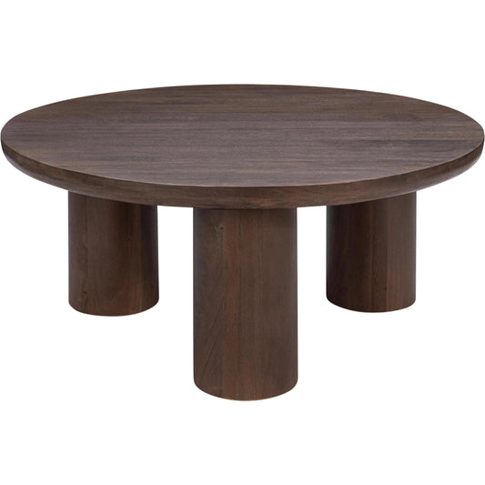 001 SI-2256318 | Primary Silo | Beau Solid Wood Round Coffee Table by Kosas Home in dark mango wood. Made from mango wood in a modern style.