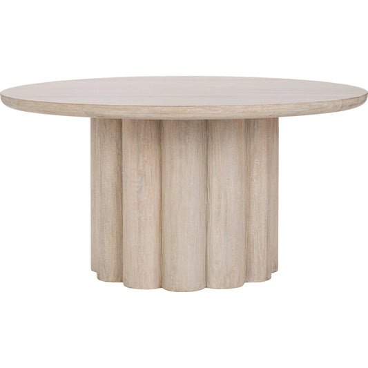 Beau Mango Wood Round Dining Table by Kosas Home in matte natural. Made from mango wood in a transitional style.