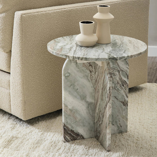 Reilly Marble End Table by Classic Home in gray. Made from sawar toronto marble in a modern style.
