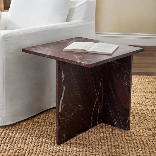 Bexly Marble End Table by Classic Home in red. Made from marble in a modern style.