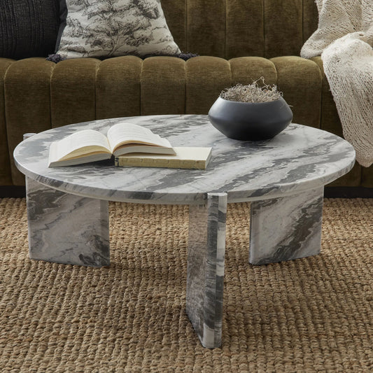 Zora Coffee Table by Classic Home in gray. Made from marble in a unique style.