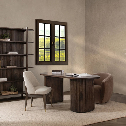 Redford Desk by Classic Home in kona brown. Made from mango wood in a traditional style.