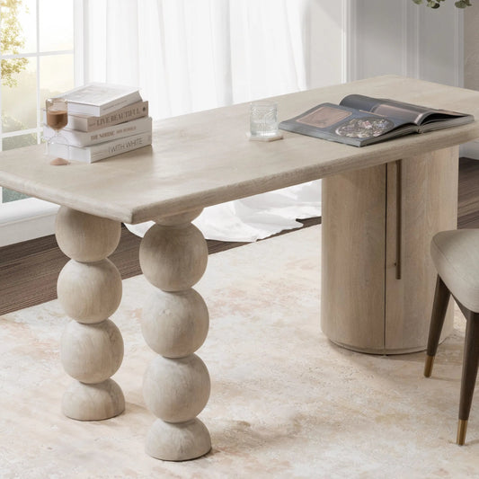 Adir Desk by Classic Home in off white. Made from mango wood in a unique style.
