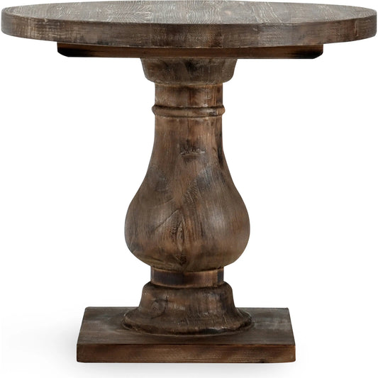 Carolina End Table by Kosas Home in rustic brown. Made from reclaimed pine wood in a cottage & farmhouse style.