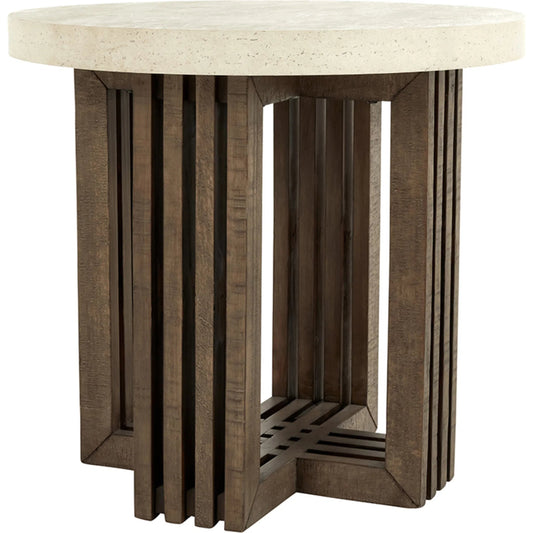 001 SI-2518823 | Primary Silo | Aspen End Table by Classic Home in concrete beige, brown. Made from concrete laminate in a transitional style.