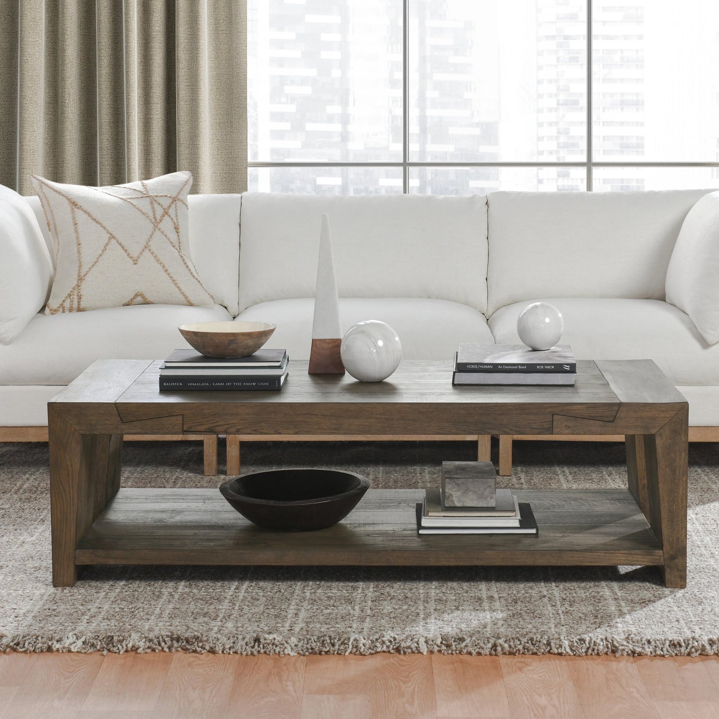 013 SI-2160265 | Lifestyle | Troy Oak Coffee Table by Classic Home. Made from unique in a modern style.