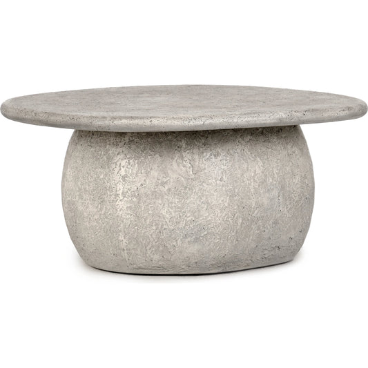 001 SI-2160285 | Primary Silo | Britney Concrete Outdoor Round Coffee Table by Classic Home in light grey. Made from concrete in a modern style.