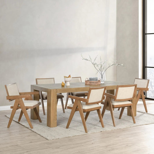 Kingston 89" Reclaimed Oak Wood Dining Table by Classic Home in cafe brown. Made from reclaimed oak in a transitional style.