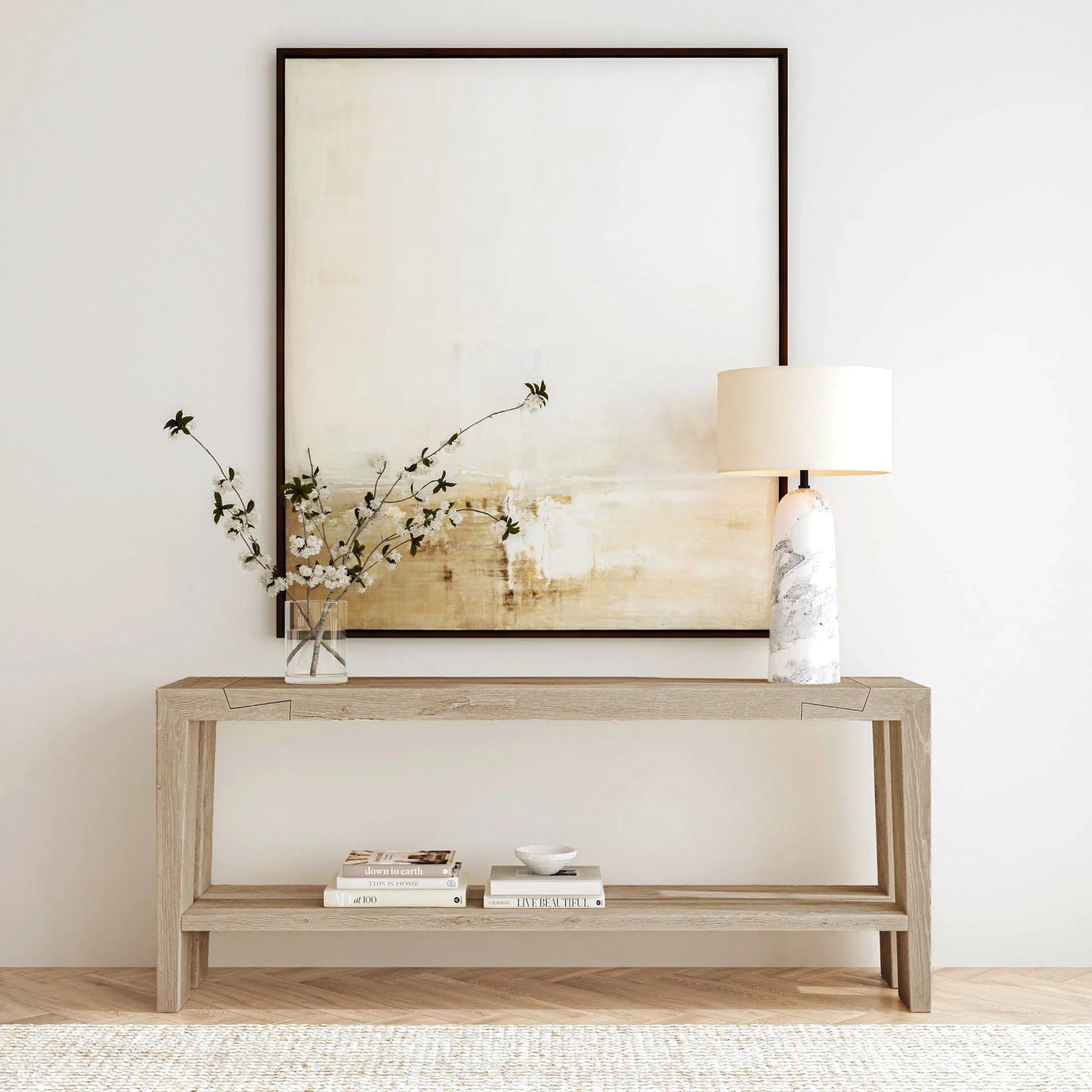 008 SI-2162586 | Lifestyle | Troy Console Table White by Classic Home in white. Made from oak wood in a modern style.