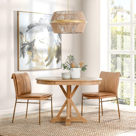 Maxwell Oval Pine Wood Dining Table by Kosas Home in natural. Made from pine wood in a cottage & farmhouse style.