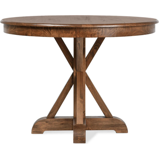 001 SI-2238826 | Primary Silo | Maxwell 42" Round Pine Wood Dining Table by Kosas Home in brown, gold. Made from pine wood in a transitional style.
