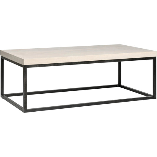001 SI-2249239 | Primary Silo | Catta Wood Coffee Table by Kosas Home in white, silver and white wash. Made from oak veneer, iron in a modern style.